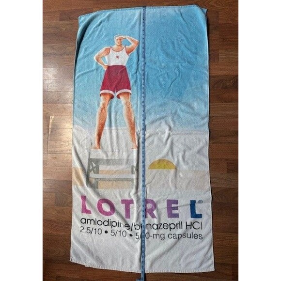 Vintage LOTREL Amlodipine Drug Rep Promo Ad Beach Towel Pharmaceutical‎ - Picture 7 of 10